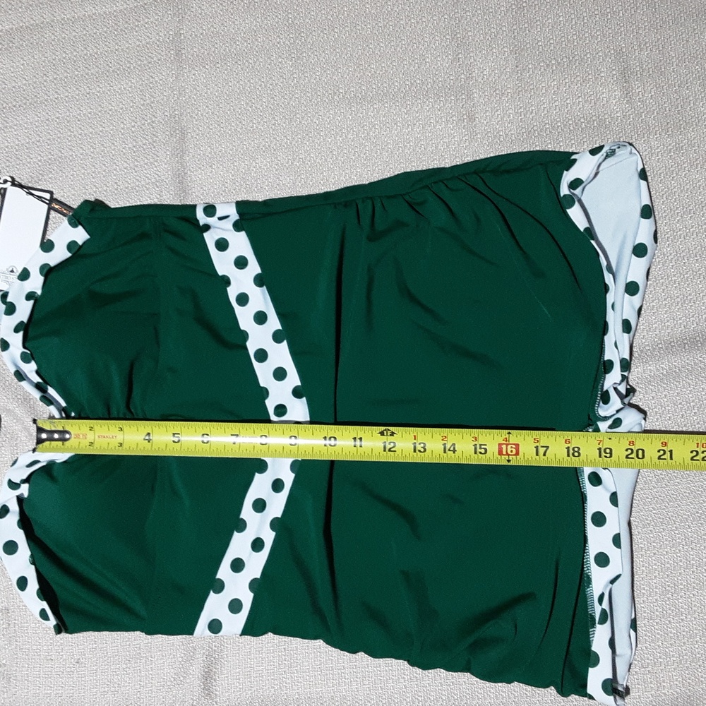 RETRO STAGE Elegant Green Polka Dot One-Piece Swimsuit Size XL. - Picture 5 of 8